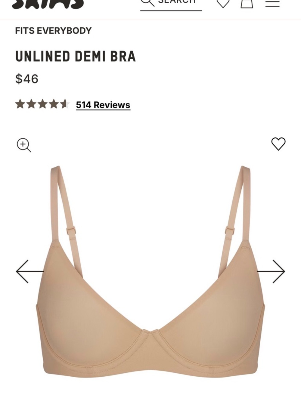 SKIMS Unlined Demi Bra in Nude Beige